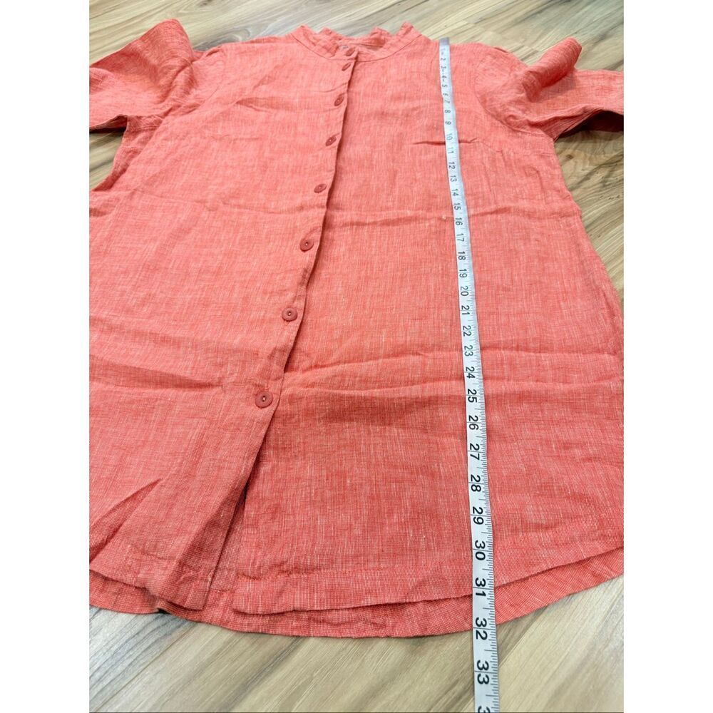 Flax Soft Red Button Front Tunic Top Size Medium - image 8